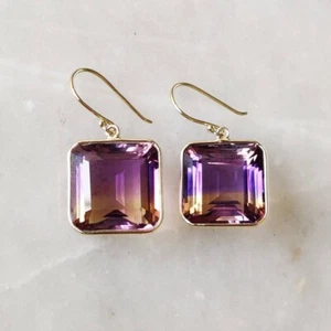 Ametrine Gemstone Earring Minimalist Earring 925Sterling Silver Anniversary Gift - Picture 1 of 7