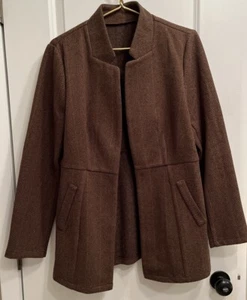 SHEIN Brown Herringbone Overcoat XL(12) NWOT - Picture 1 of 10