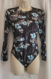 HAPARI Long Sleeve One-Piece Tropical Swimwear Bathing Suit Medium UPF 50 NEW - Picture 1 of 9