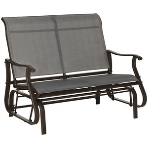 47" Outdoor Double Glider Bench Backyard Patio Mesh Rocking Chair for Porch Lawn - Picture 1 of 9