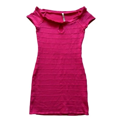 Vestido suéter camisa rosa para mujer de Tricot Joi, talla mediana, ceñido al cuerpo Foto 1 de 3