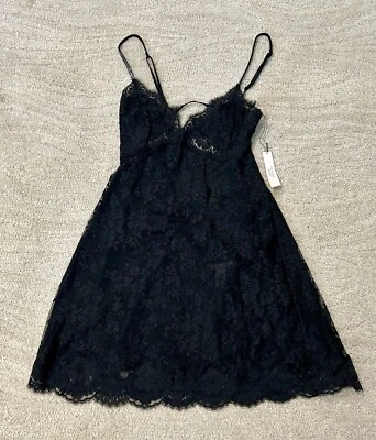 Victoria's Secret black twinkle strap lace mini slip, one piece, SZ XS, BNWT* - Image 1 of 4