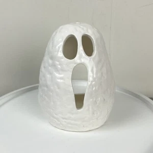 White Ceramic Ghost Tea Light Candle Holder Halloween Decor 5" - Picture 1 of 6