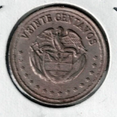 1966 Colombia Circulated 20 Centavos Head of Simon Bolivar Coin - Image 1 of 2