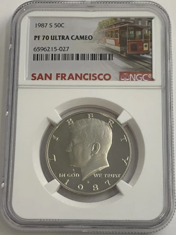1987 S NGC PF70 ULTRA CAMEO PROOF KENNEDY HALF DOLLAR 50C TROLLEY LABEL Cover