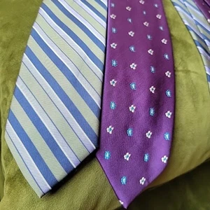 Extra Long Neckties LOT Of 2 Green Blue Diagonal Purple With Blue - Picture 1 of 8
