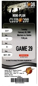 2008 WARRIORS vs SUPERSONICS Ticket KEVIN DURANT Rookie Year Sonics 2/26/08 - Picture 1 of 1
