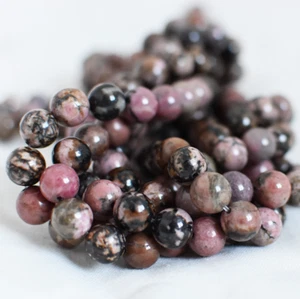 Rhodonite Crystal Beads Plain Round 8 mm (88 beads) - Picture 1 of 3