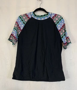 Old Navy Swim Shirt Size Youth XL Black w/ Colorful Graphic Print Shoulders - Picture 1 of 12