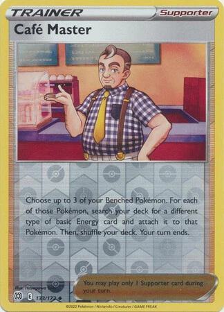 CAFE MASTER 133/172 BRILLIANT STARS POKEMON (REVERSE HOLO, NM) - Image 1 of 1