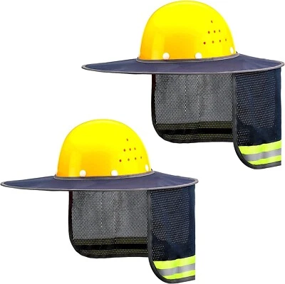 GLOWISE 2 Pack Navy Blue Hard Hat Sunshield Upgrade Full Brim Neck Sunshade