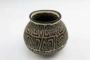 Hand Woven Black and Gray Basket - Picture 1 of 6