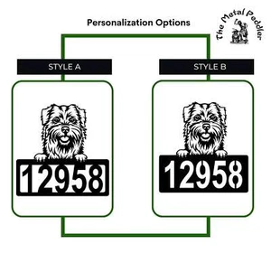 Letrero de dirección Norfolk Terrier - Diseño detallado de perro con números de casa personalizados - M - Imagen 1 de 8