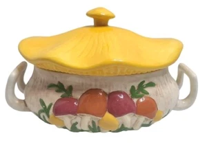 VTG Arnels Ceramic Mushroom Covered Casserole Serving Dish Bowl W/ Handles Retro - Picture 1 of 17