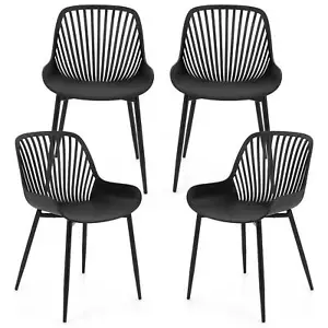 Set of 4 Plastic Dining Chair Modern Armless Kitchen Dining Room Side Chairs - Picture 1 of 9
