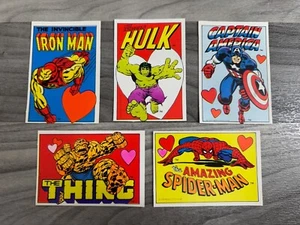 LOTE DE TARJETAS DEL DÍA DE SAN VALENTÍN VINTAGE DE MARVEL COMICS SPIDER MAN IRON HULK THING 1979 - Imagen 1 de 2