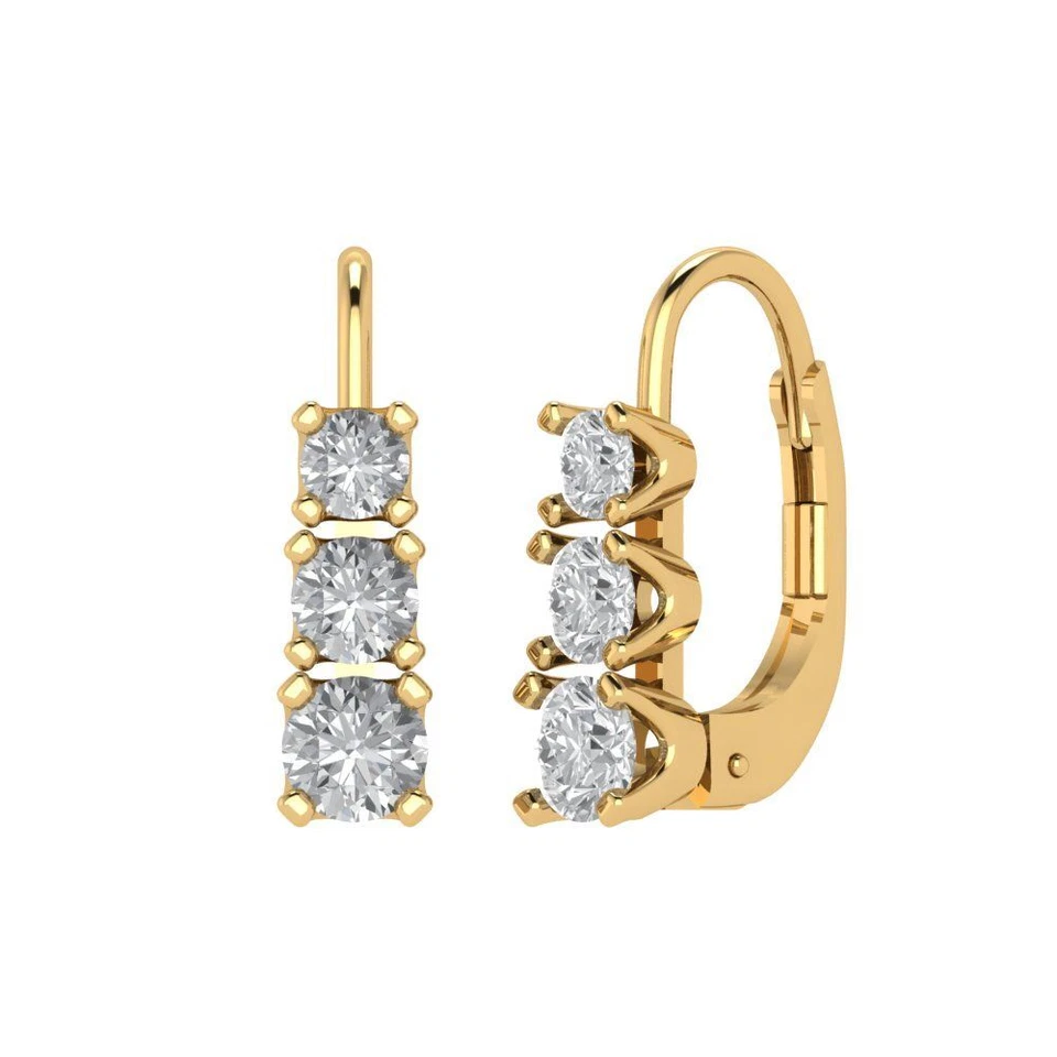 Серьги-гвоздики с цирконием и бриллиантами VVS1, рычажная задняя часть (1,06 карата, 4 мм, круглая огранка) - Изображение 1 из 1