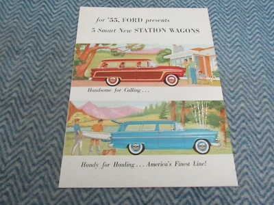 Ford Country Squire Ranch Wagon 1955 y Station Wagon folleto de ventas original Foto 1 de 3