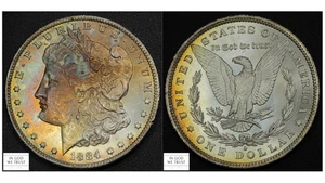 1884 O Morgan Dollar **JAW-DROPPING Obv RAINBOW TONING** (CH BU+++) - Bild 1 von 7