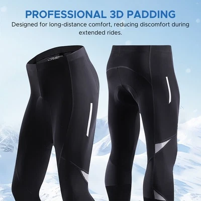 Men's Winter Cycling Pants With 3D Padding Black L 3Z5J - image 1 of 4