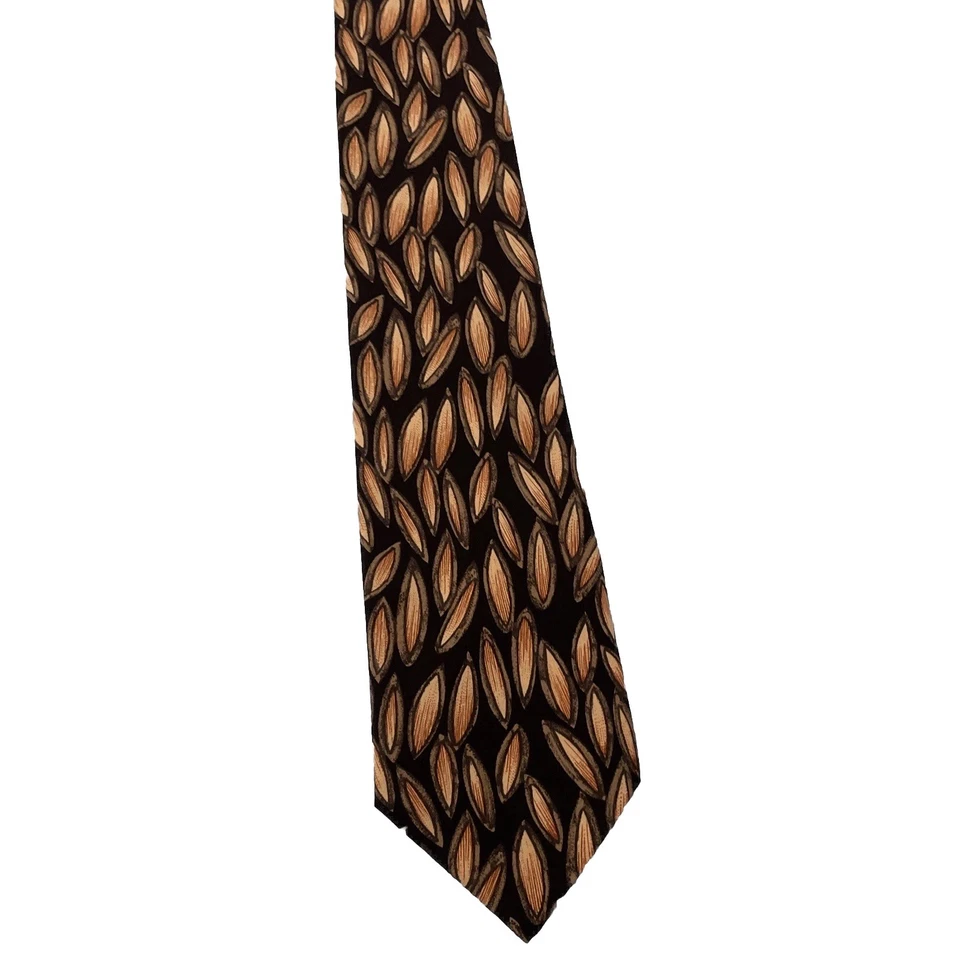 Charles Jourdan Paris Vintage Design Silk Tie black Brown Seed Statement 55” — 第 1/4 张图片