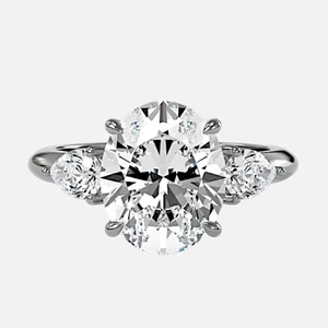 3.70 Ct Oval Wedding Ring IGI Lab Grown Diamond 950 Platinum Black Friday Sale - Picture 1 of 9