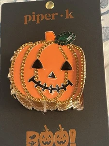 Fermaglio per capelli artiglio per capelli con strass zucca Piper K.  Halloween NUOVO - Foto 1 di 3