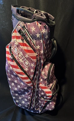 BOLSA CARRO ESTRELLAS Y RAYAS OGIO EE. UU. BOLSA DE GOLF 14 VÍAS PUTTER BIEN GRIS BANDERA AMERICANA Foto 1 de 4