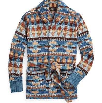 RRL Ralph Lauren Hand Knit Cardigan S Linen Wool Silk Blend Vintage Look Authent - Image 1 of 4