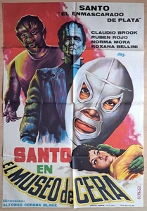 Santo en el Museo de Cera ORIGINAL Spain '64 POSTER Frankenstein & Wolfman art! - Picture 1 of 5