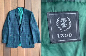 Izod Blackwatch 40R Tartan Plaid 3 Pocket Norfolk Blazer Jacket Sport Coat - Picture 1 of 24