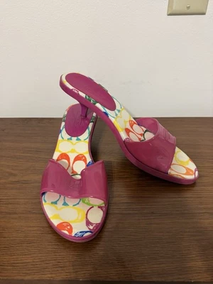 COACH Nichelle Fuchsia Low Heel Slip On Sandals, Size 10 - Image 1 of 4