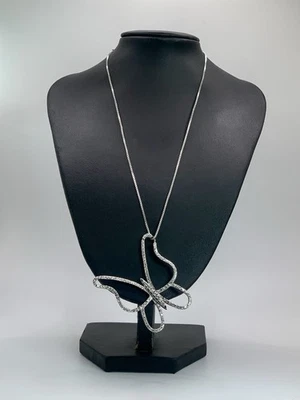 Collana Argento Farfalla Brillantini Zirconi Idea Regalo  - Immagine 1 di 4