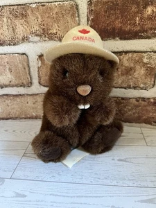 Bearhonstok Kanada Biber Plüsch trägt Kanada Hut, 6 Zoll - Bild 1 von 6