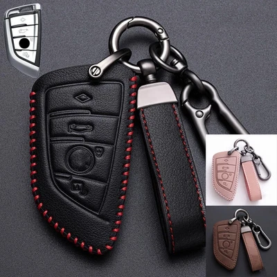 For BMW 1 2 3 4 5 6 7 X1 X2 X3 X4 X5 X6 X7 Real Leather Car Key Fob Case Cover - Image 1 of 4