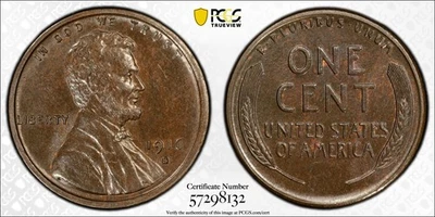 1916 S Lincoln Wheat Cent Penny PCGS MS-63 BN CAC - Image 1 of 3