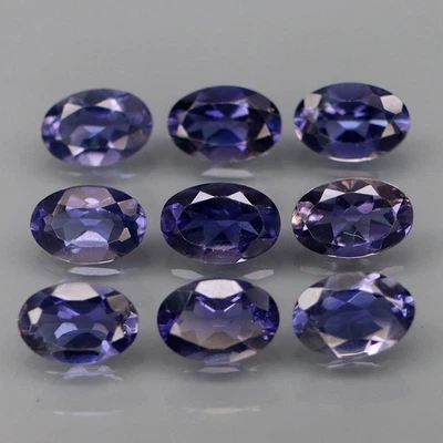 Ovalado 6x4 mm. Color Deslumbrante y Fuego Completo Natural Violeta Iolita África 9 Piezas/3.34Ct. Foto 1 de 4