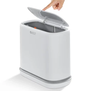 Bote Basura Bano 3 3 gal Presión Blanco Estrecho Oficina Habitación Plástico - Imagen 1 de 12
