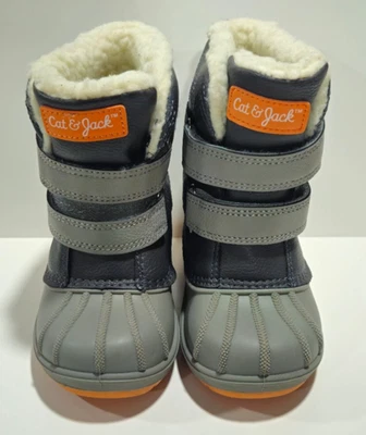 Botas de pato Cat & Jack para niños pequeños talla 7 gris azul marino forradas de piel sintética termolita cálidas Foto 1 de 4
