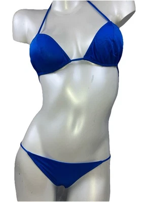Bikini brasileño XS S vintage años 70 Arabel Francia triángulo azul Foto 1 de 4