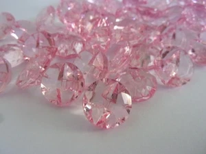 50 x Sparkly Transparent Crystal Clear Acrylic Buttons Pink 15mm 5/8" R86 - Picture 1 of 2