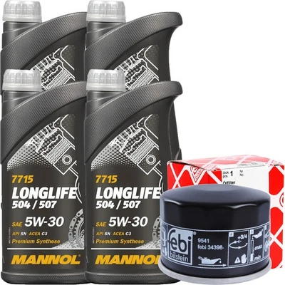 FEBI BILSTEIN + MANNOL FEBI ÖLFILTER + 4L 5W-30 MANNOL LONGLIFE MOTORÖL passend für SMART 451 1.0 5W30