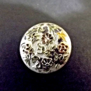 SELTENER Metall Fadenrückenknopf - getöntes Blumenmuster (4809) - Bild 1 von 4