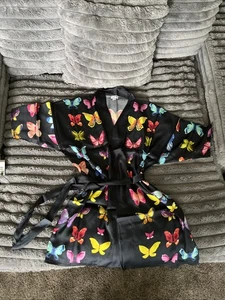 NEW Satin ROBE Kimono Exclusively for Signals XXL Black Butterfly HBW517 2X - Picture 1 of 8
