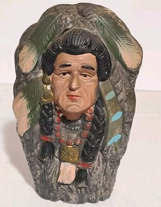 Figura Jefe Nativo Americano 5" Cerámica Pintada a Mano Decoración del Hogar - Imagen 1 de 9