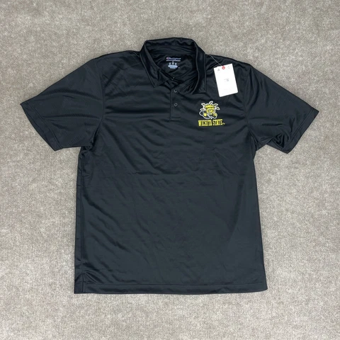 NWT Champion Wichita State Shockers Polo Shirt L Embroidered Golf Stripe FLAWS Cover