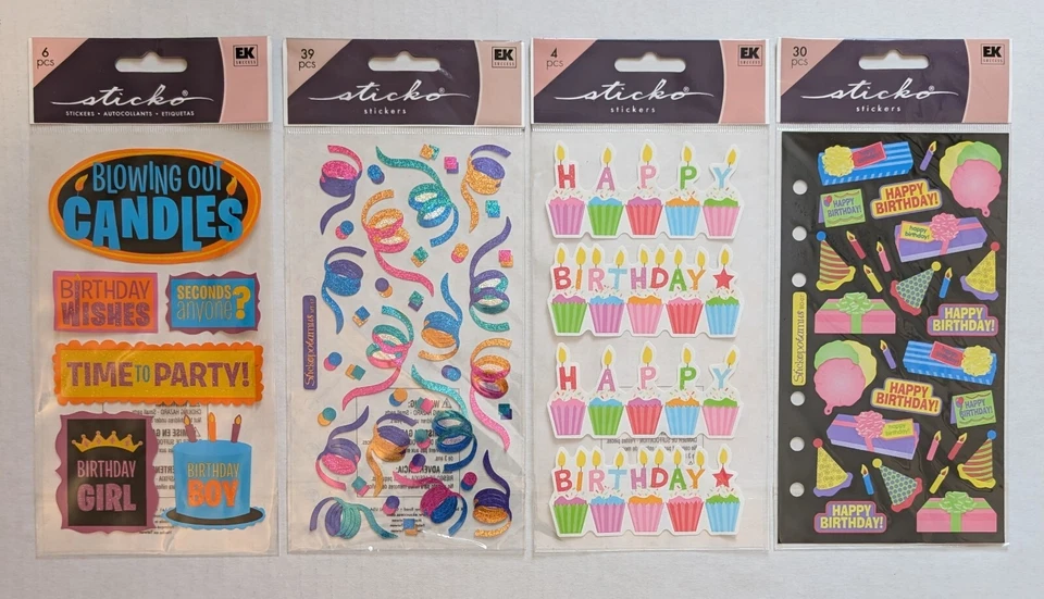 Birthday Themed Scrapbooking Stickers Lot Of 4 By Sticko - Image 1 of 1