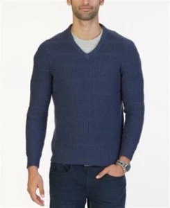 Maglione uomo Nautica XXL 2 XL blu maglia testurizzata scollo V manica lunga indaco 128€ - Foto 1 di 1
