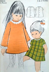 Vintage 1960s Maudella 1410 Toddler Girl Dress Sewing Pattern Sz3+4 UNCUT - Picture 1 of 3