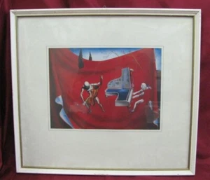 VINTAGE ORIGINAL FRAMED OLD REPRODUCTION SALVATOR DALI PAINTING - Picture 1 of 9